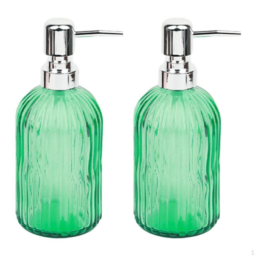 (green) 2 Pieces Glass Hand Dish Soap Dispenser, Lotion Dispenser For Kitchen, Body Wash