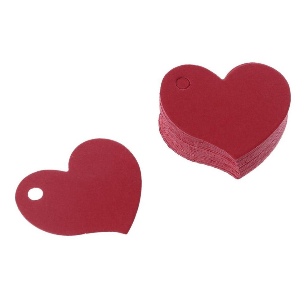 (red) 50pcs Heart Shape Blank Kraft Paper Card Gift Tag Label Diy Party Wedding Crafts