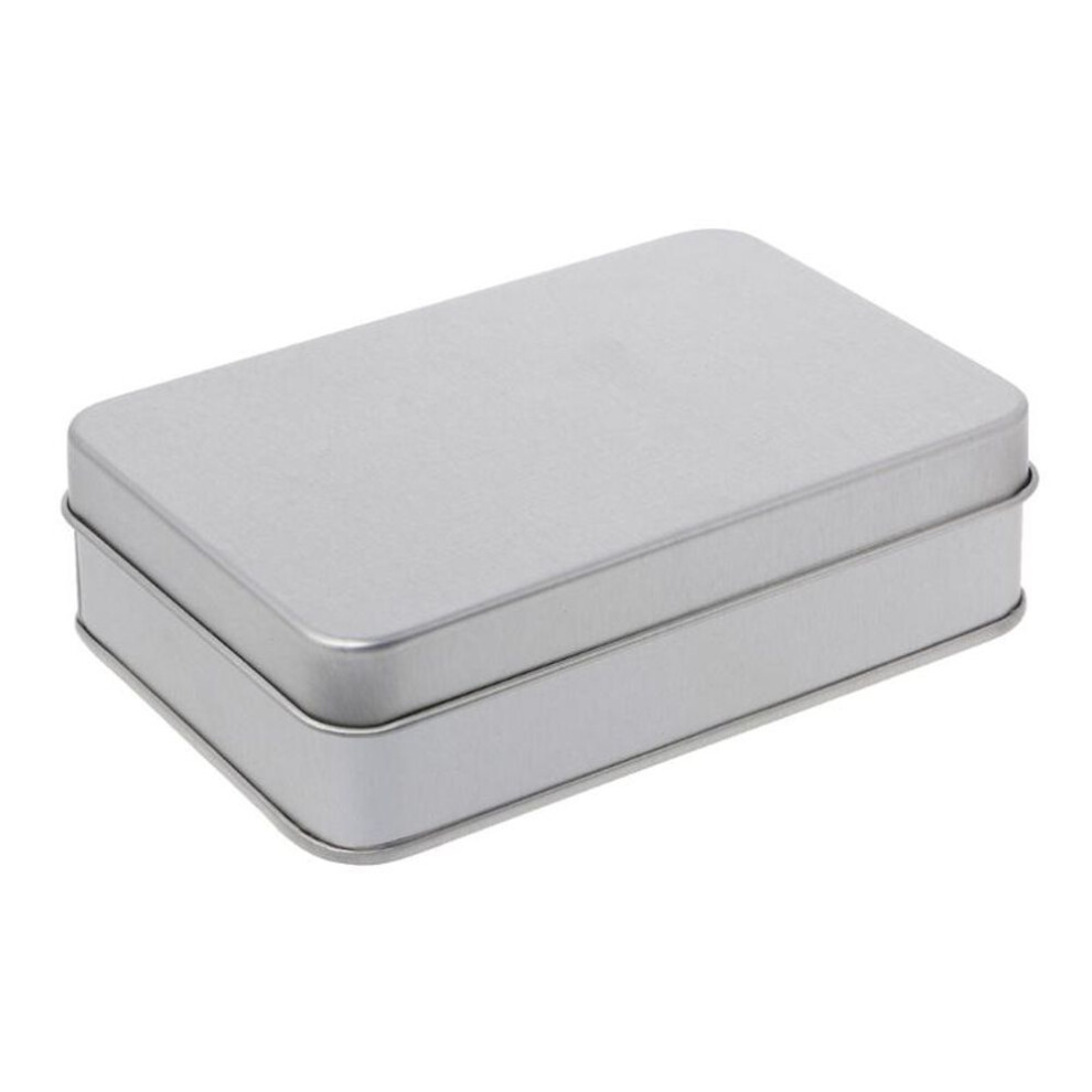 (10.7cmx7.2cmx3cm) Small Metal Tin Silver Storage Box Case Organizer For Money Coin Candy Key