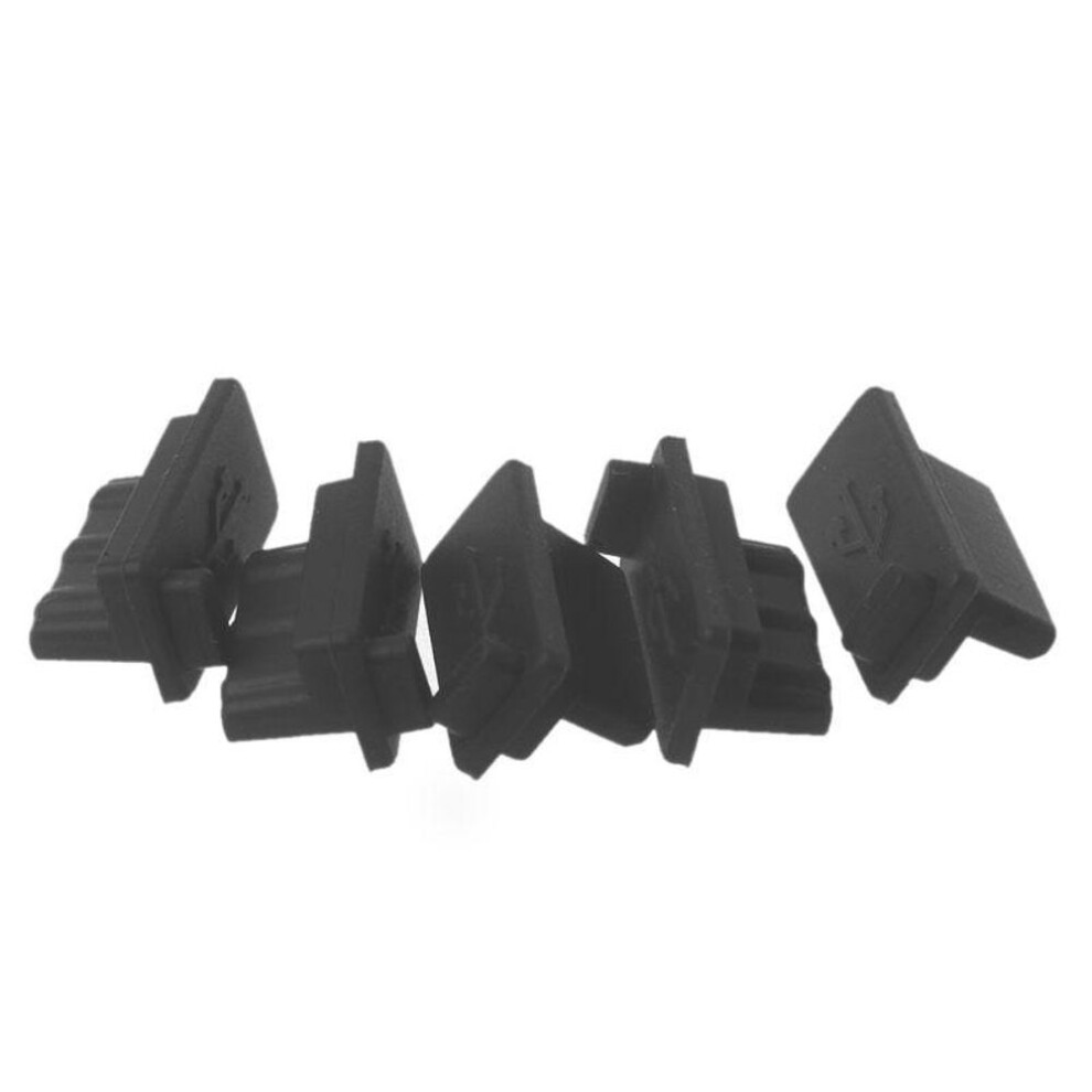(black) 5PCS USB Dust Plug Charger Port Cover Cap Female Jack Interface Universal Silicone Dustproof Protector Tablet PC Notebook Laptop Powerbank
