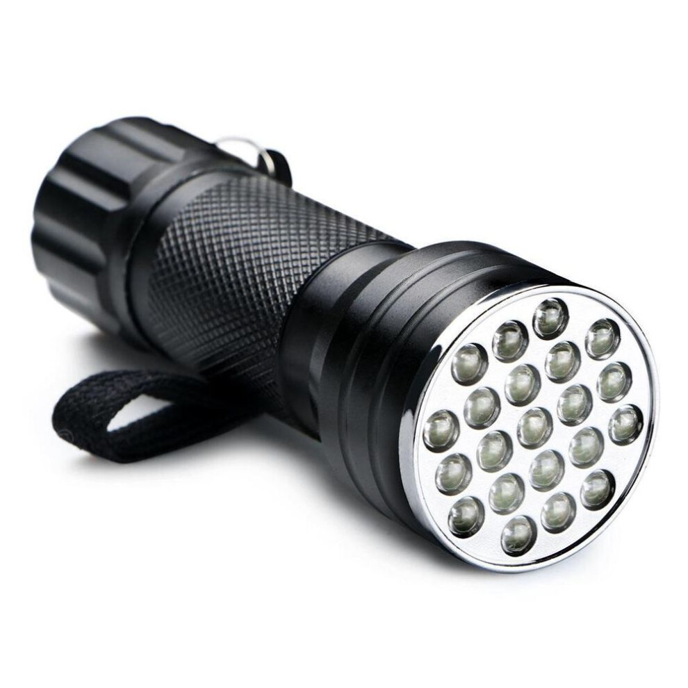 (black) Uv Ultra Violet 21 Led Flashlight Mini Blacklight Aluminum Torch Light Lamp