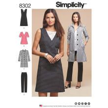 Simplicity US8302AA Womens Dress Tunic Pants and Unlined Coat Sewing Patterns Sizes 1018