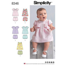 Simplicity US8346A Babies Matching Underwear and Dress Sewing Patterns XXSmallXSmallMediumLarge