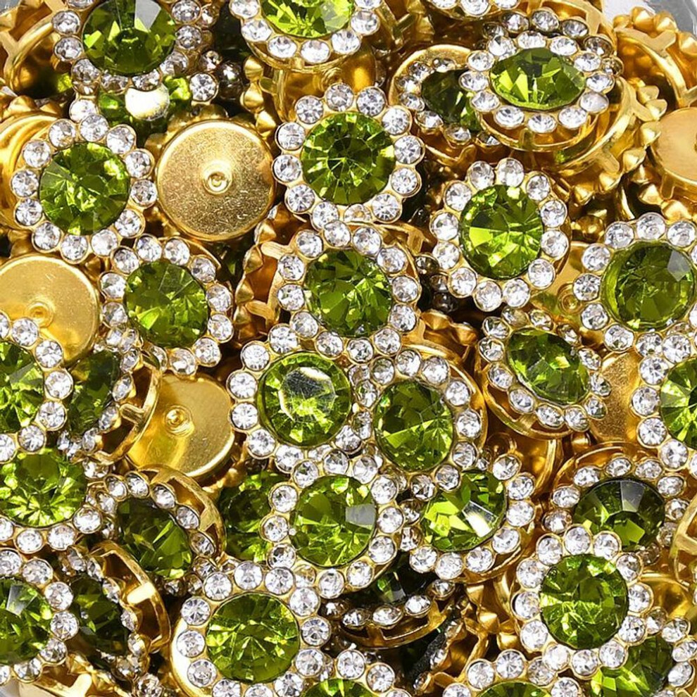 (green) 150pcs 12mm Claw Cup Glass Rhinestones Strass Shiny Crystals Stones Trim Gold Base Sew On Rhinestones For Clothes Diy Craft Sewing Accessories