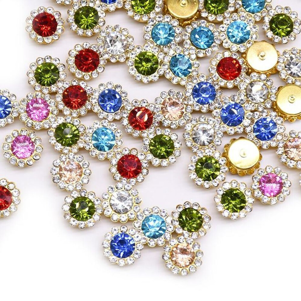 (multicolor) 150pcs 12mm Claw Cup Glass Rhinestones Strass Shiny Crystals Stones Trim Gold Base Sew On Rhinestones For Clothes Diy Craft Sewing Accessories