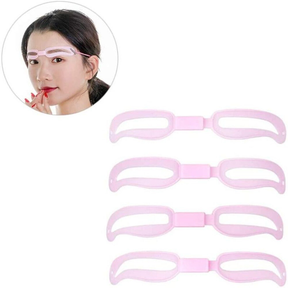 (pink) 1 Set New Reusable 4 In1 Eyebrow Shaping Template Helper Eyebrow Stencils Kit Grooming Card Eyebrow Defining Makeup Tools