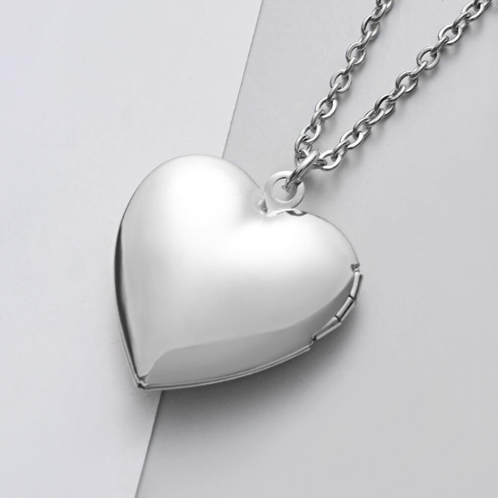 (silver) 1pc Heart Shaped Friend Photo Picture Frame Locket Pendant For Necklace Jewelry Couple Valentine&apos;s Day Gift Romantic