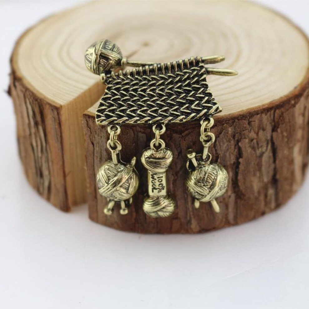 Vintage Winter Knit Sweater Brooches Wool Line Needle Decorative Pin Brooch for Accessories Jewelry