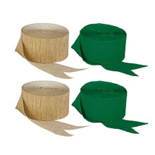 Grne und dunkelgoldene Krepppapier-Luftschlangen (2 Rollen pro Farbe), hergestellt in den USA.