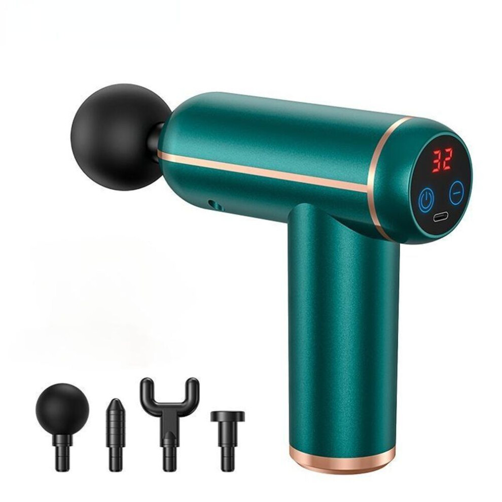 (green) Portable Fascia Gun Vibration Massage Gun Percussion Pistol Massager For Deep Tissue Muscle Body Relaxation Mini Fitness Device