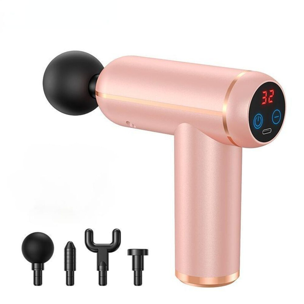 (pink) Portable Fascia Gun Vibration Massage Gun Percussion Pistol Massager For Deep Tissue Muscle Body Relaxation Mini Fitness Device