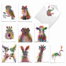 Det bedste kortfirma diverse akvarel blank lyk?nskningskortbokss?t - inkl. 10 Notecards + konvolutter 10 Animaldesign til tak invitationer mere -