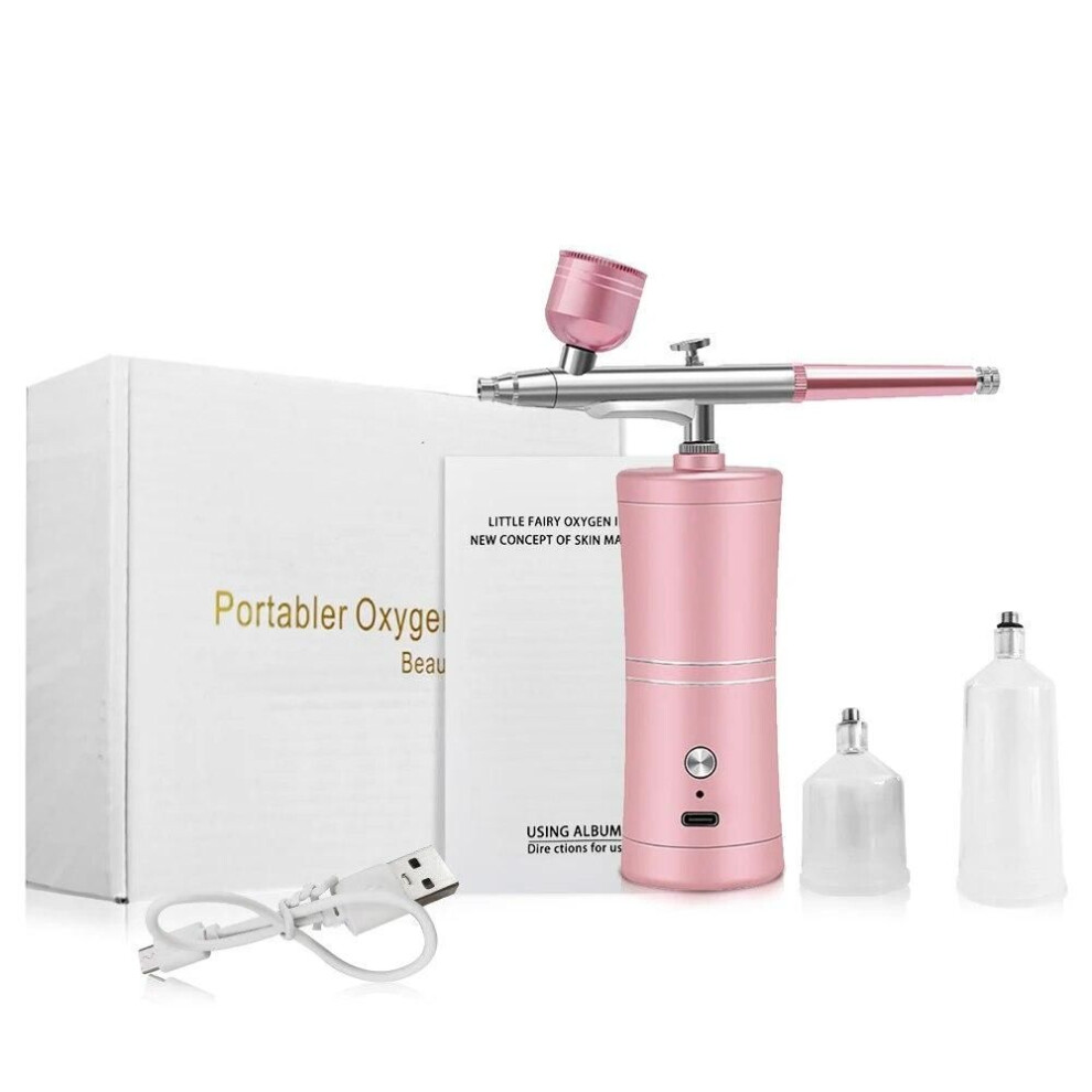 (pink) Airbrush Nail Portable Mini Air Brush With Compressor Kit For Nails Art Manicure Craft Nano Sprayer Gun
