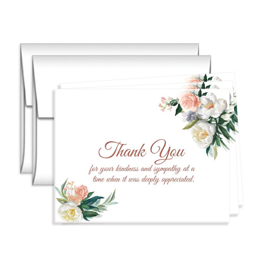 Impressions 25 Sympathy Acknowledgement Cards,Flat Funeral Thank You Notes Includes envelopes. 2
