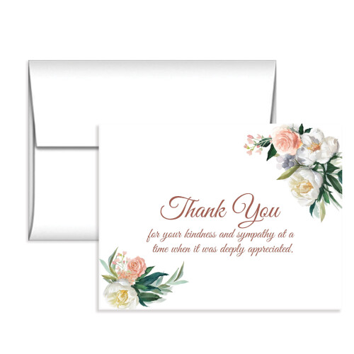 Impressions 25 Sympathy Acknowledgement Cards,Flat Funeral Thank You Notes Includes envelopes.