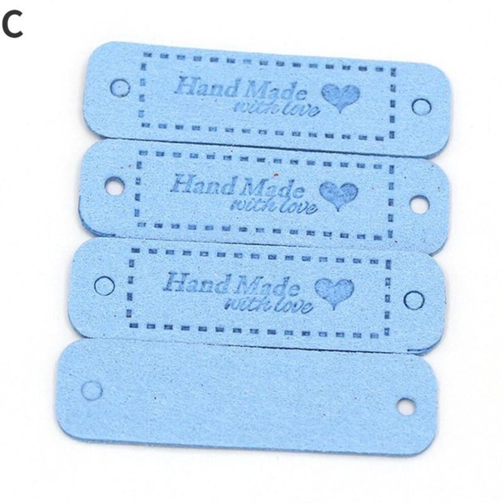 (C) 10pcs Hand Made With Love Labels Tags For Clothes Handmade Pu Leather Labels Diy Hats Bags Sewing Tags Garment Accessories