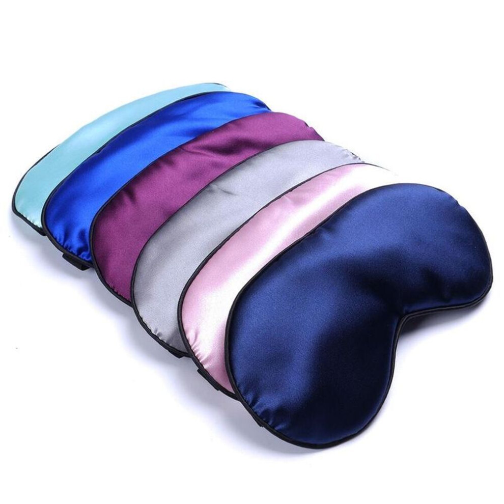 (black) 1PC Pure Silk Sleep Eye Mask Padded Shade Cover Travel Relax Aid Blindfold Shades Helper 6 Colors