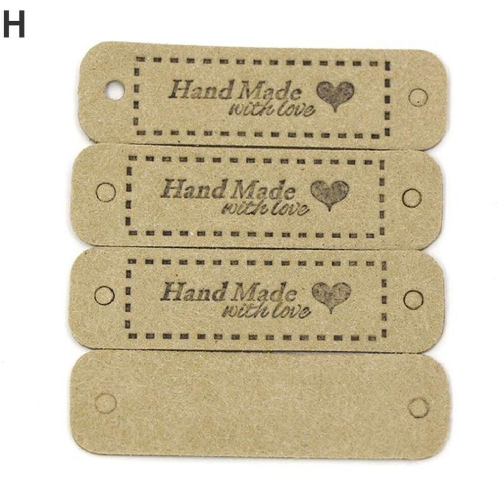 (H) 10pcs Hand Made With Love Labels Tags For Clothes Handmade Pu Leather Labels Diy Hats Bags Sewing Tags Garment Accessories