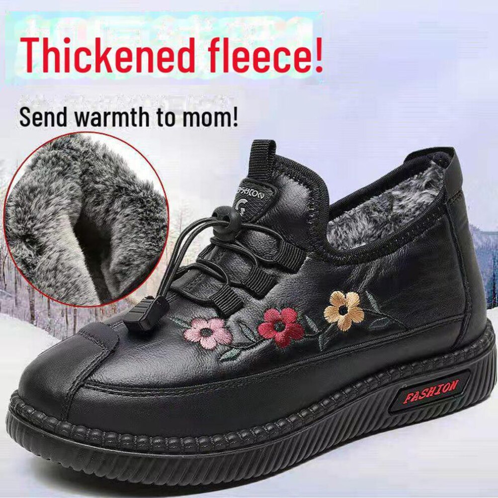 (black, 40) "Women&apos;s Winter Embroidered Beijing Cloth Shoes with Thick Velvet Sole"