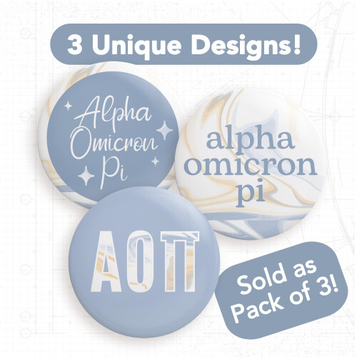 Botões de Variedade Alpha Omicron Pi 3 Peças 2.25-polegadas - Pacote Mármore 2