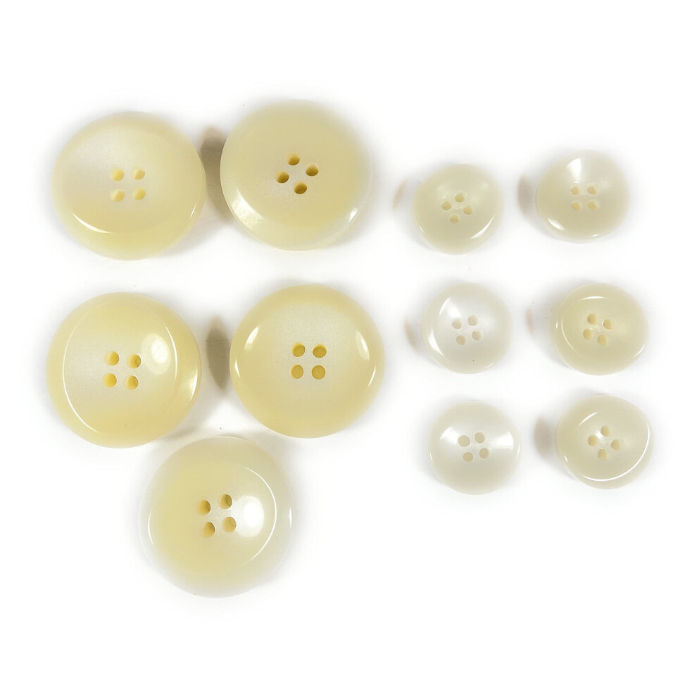 Lot de 13 boutons blancs - Boutons épais blancs laiteux à 4 trous pour robe, blazer, veste de sport et vestes, manteaux de sport
