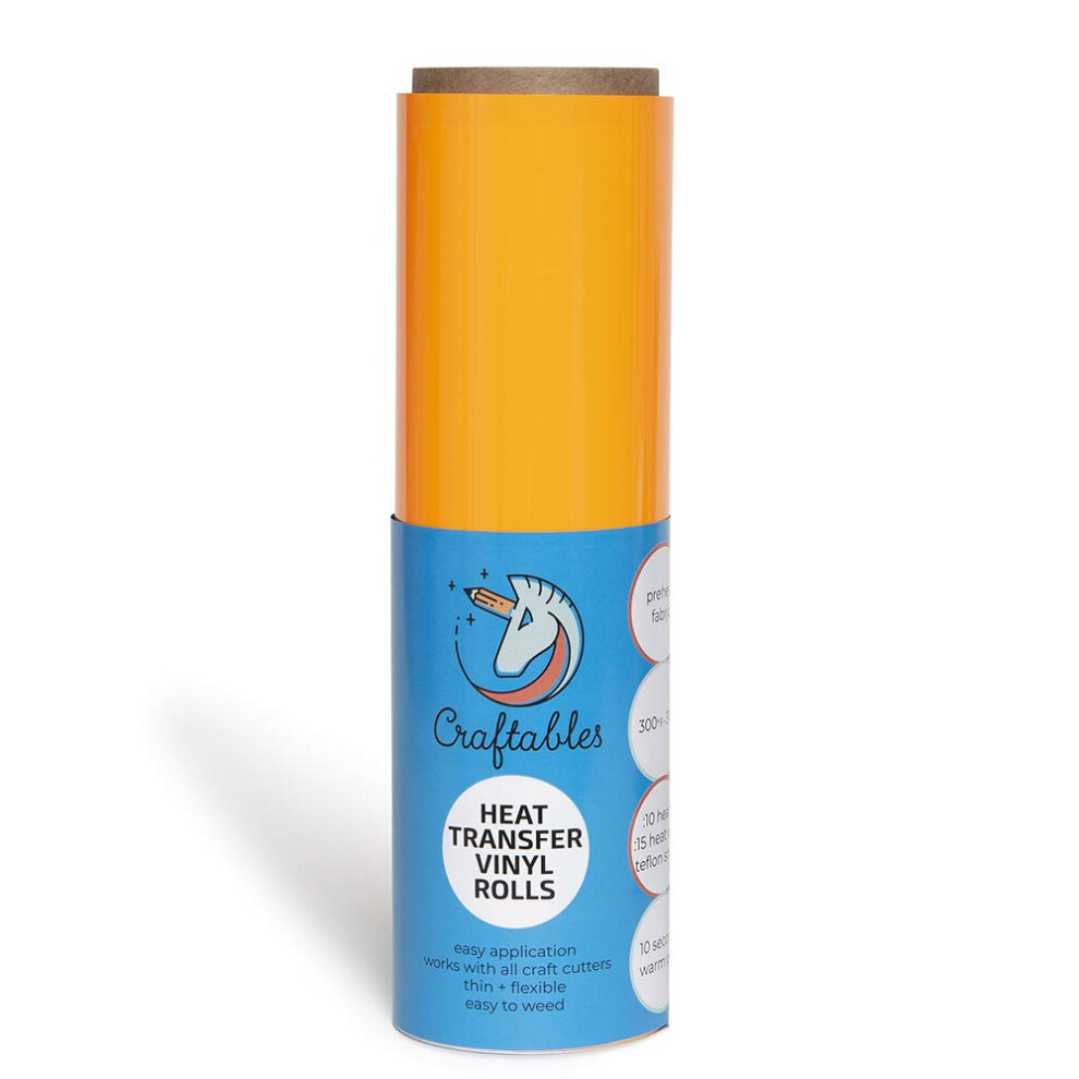 Creabili Orange Craftables Bright Heat Transfer Vinyl Roll Htv 11 Ft. - Easy To