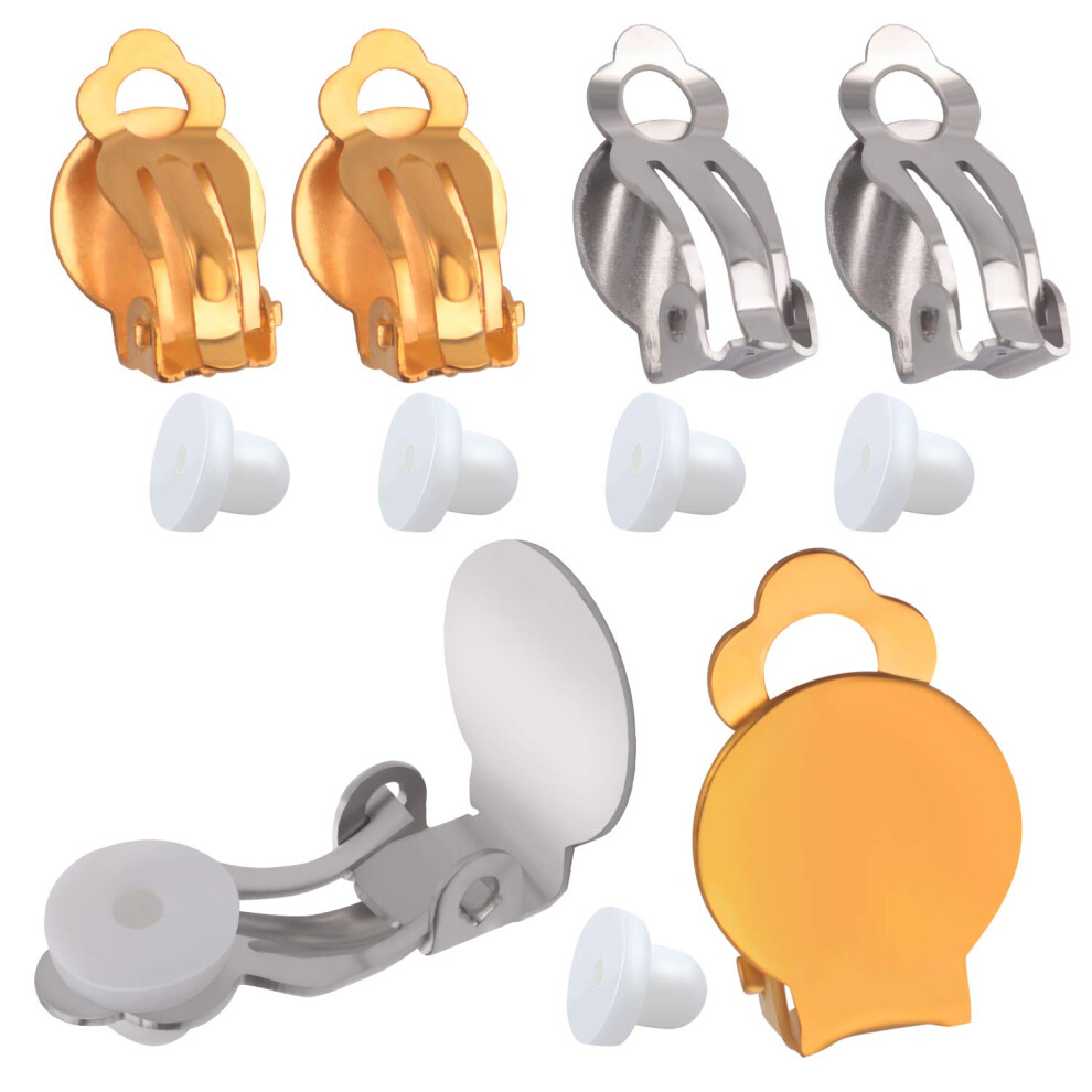 Boucles D'oreilles Clips Aylifu, 20 Pi Ces (10 Paires), Clips Ronds Et Plats, Composants De Fixation Vierges Avec 20 Coussinets Pour Oreilles N-image
