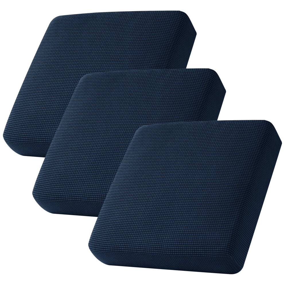 CHUN YI Lot de 3 housses de coussin extensibles pour canap  , fauteuil, causeuse, canap  , tissu jacquard   lasthanne (3 pi  ces, bleu fonc  )