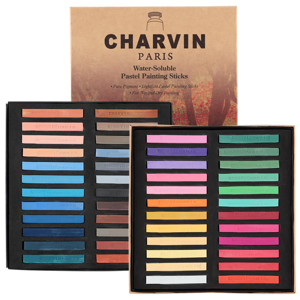 Charvin Artist Colored Chalk Pastels Set of 48  Water Soluble  Assorted Pastel Color Sticks for Wet   Dry Painting