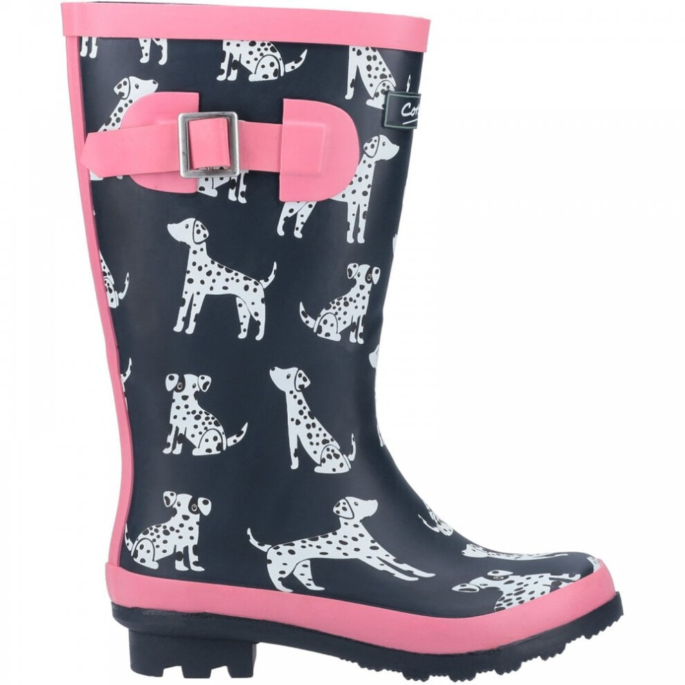 (8 (Children's), Navy) Spot Navy Girls Dalamation Wellingtons