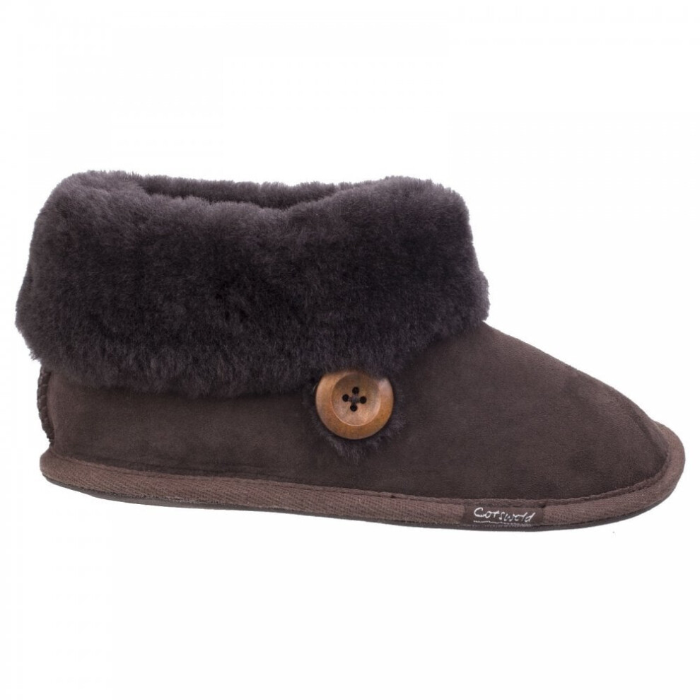 (8 (Adults'), Chocolate) Wotton Chocolate Womens Sheepskin Bootie Slippers