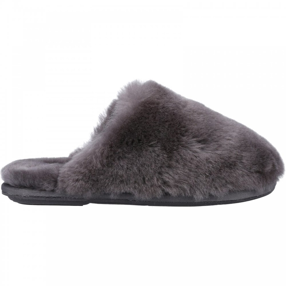 (3 (Adults'), Grey) Salperton Grey Ladies Sheepskin Mule Slippers