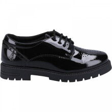 (6 (Adults'), Black) Jayne Patent SNR Black Girls Lace Up School Shoes