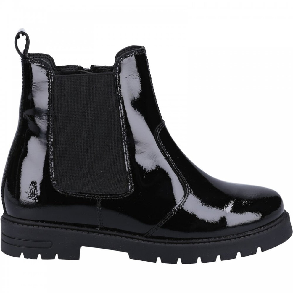 (5 (Adults'), Black) Laura Patent SNR Black Girls Slip On School Shoes