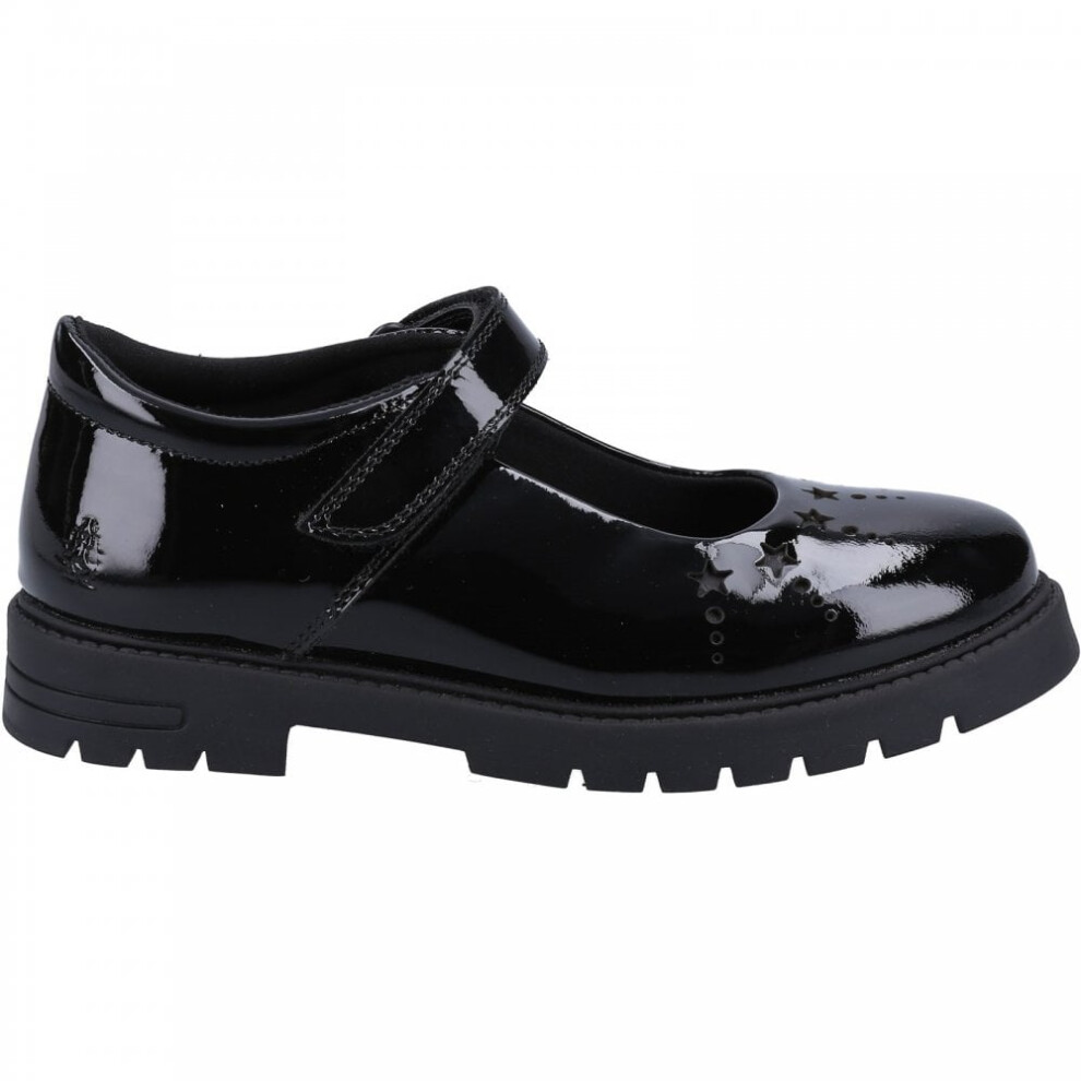 (3 (Adults'), Black) Sabrina Patent SNR Black Girls Rip-Tape School Shoes