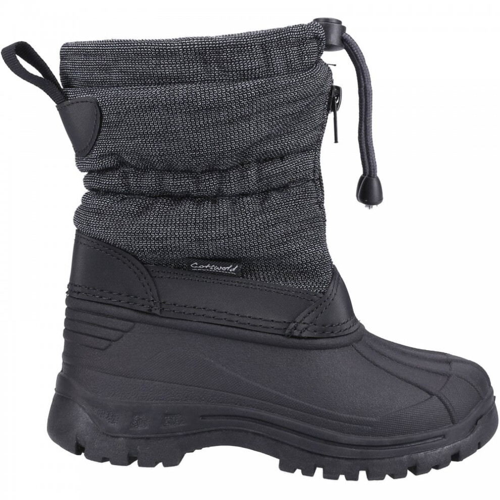 (11 (Adults'), Black) Bathford Black Kids Toggle & Zip Snow Boots