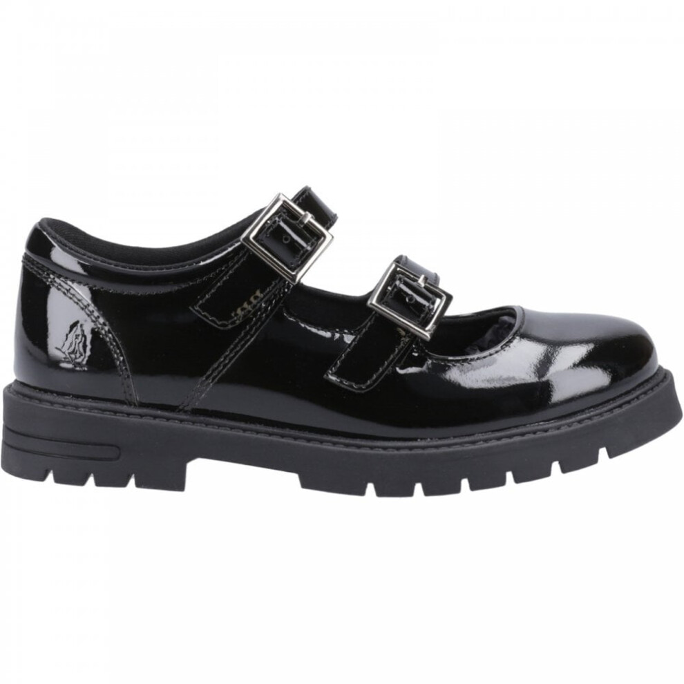 (3 (Adults'), Black) Ella Patent Senior Black Girls Buckle School Shoes