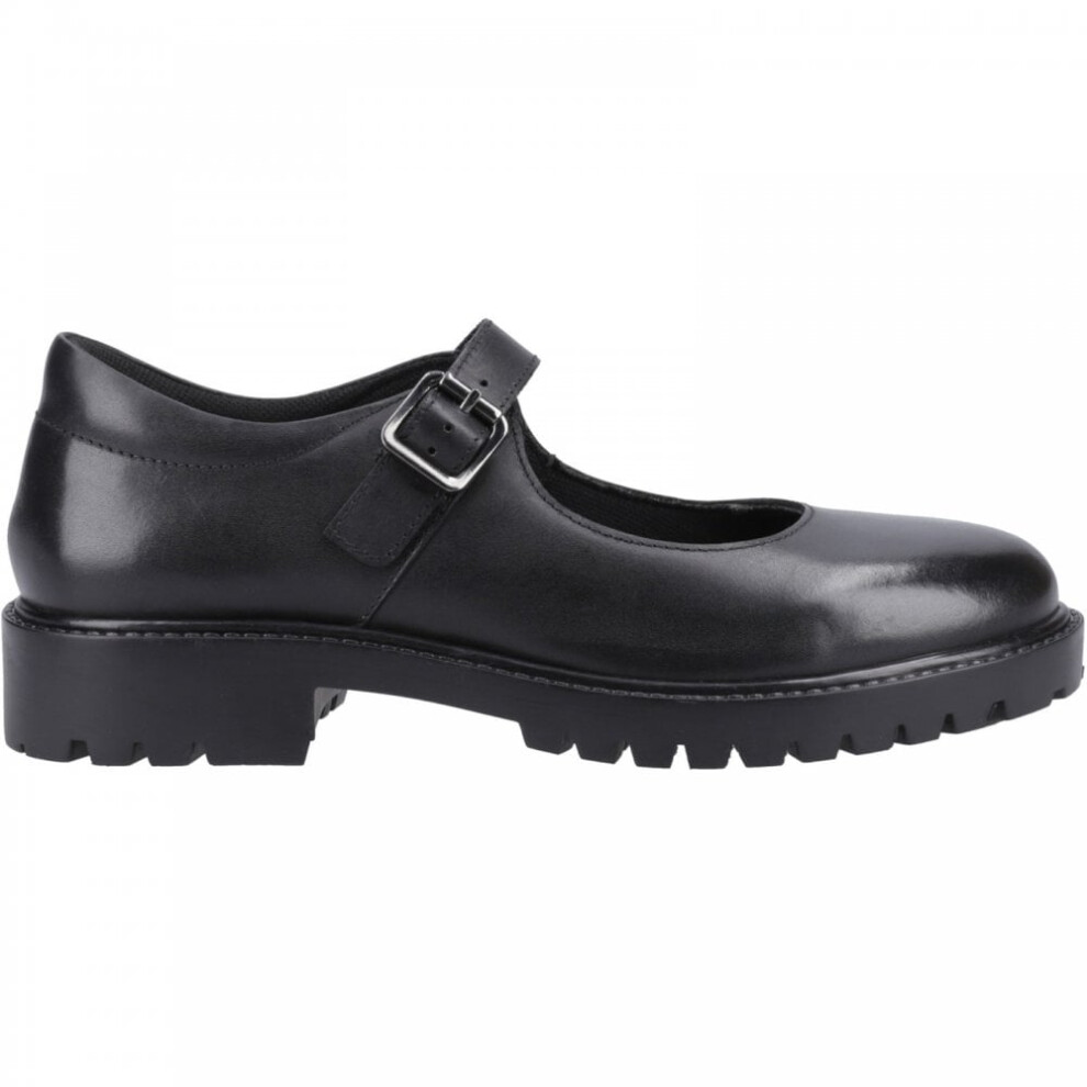 (4 (Adults'), Black) Aurora Senior Black Girl's Buckle School Shoes