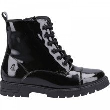 (13 (Children's), Black) Lauren Patent Junior Black Girls Lace & Zip School Shoes