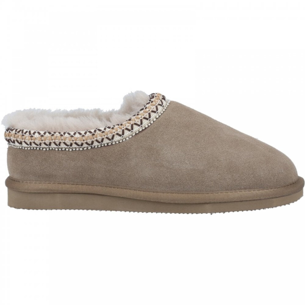 (4 (Adults'), Taupe) Foxmoor Taupe Ladies Luxury Sheepskin Lined Slippers