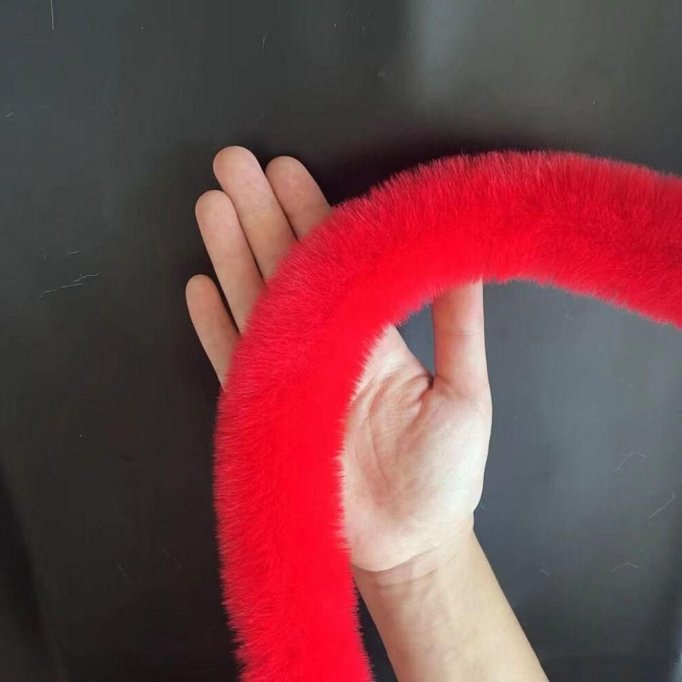 (red) 1m Faux Fur Ribbon Tape Cuff Plush Strip Artificial Fur Stripe Decoration Fluffy Trim