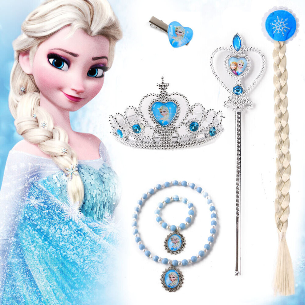 (Accessoires Elsa Reine des Glaces 6 PCS) Filles Princesse Frozen 2 Robe Elsa Reine des Neiges Costume Cosplay
