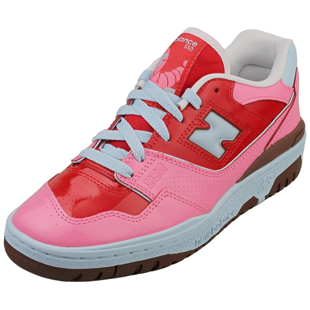 (4.5) New Balance 550 Unisex Fashion Trainers in Pink Red