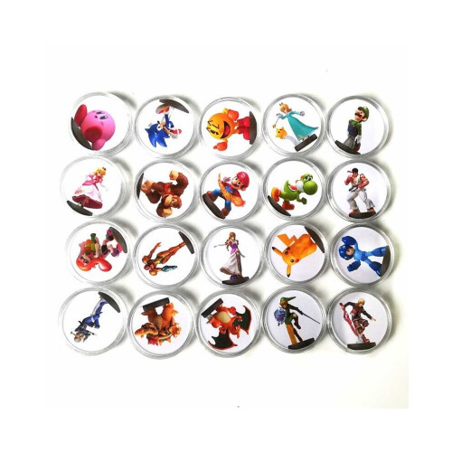20 Stück Super Smash Bros. Amiibo Mini NFC TAG Runde Karten