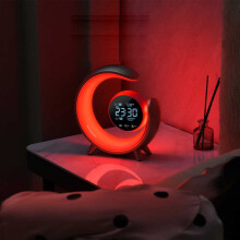 Dual Alarm Clock with RGB Night Light, Colorful Atmosphere Lighting, Touch Controls, Silver