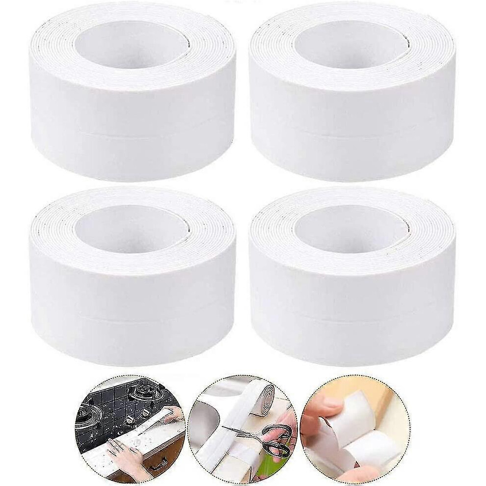 4 Pcs Self Adhesive Waterproof Mildew Resistant Sealing Tape Caulk Tape Bathroom