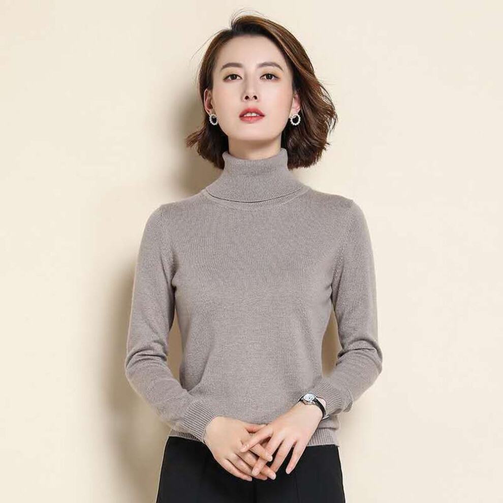 (camel, L) Wool Cashmere Sweater Women&apos;s Knitted Turtleneck Cashmere Pullover Elasticity Pull High Neck Knitting Sweaters