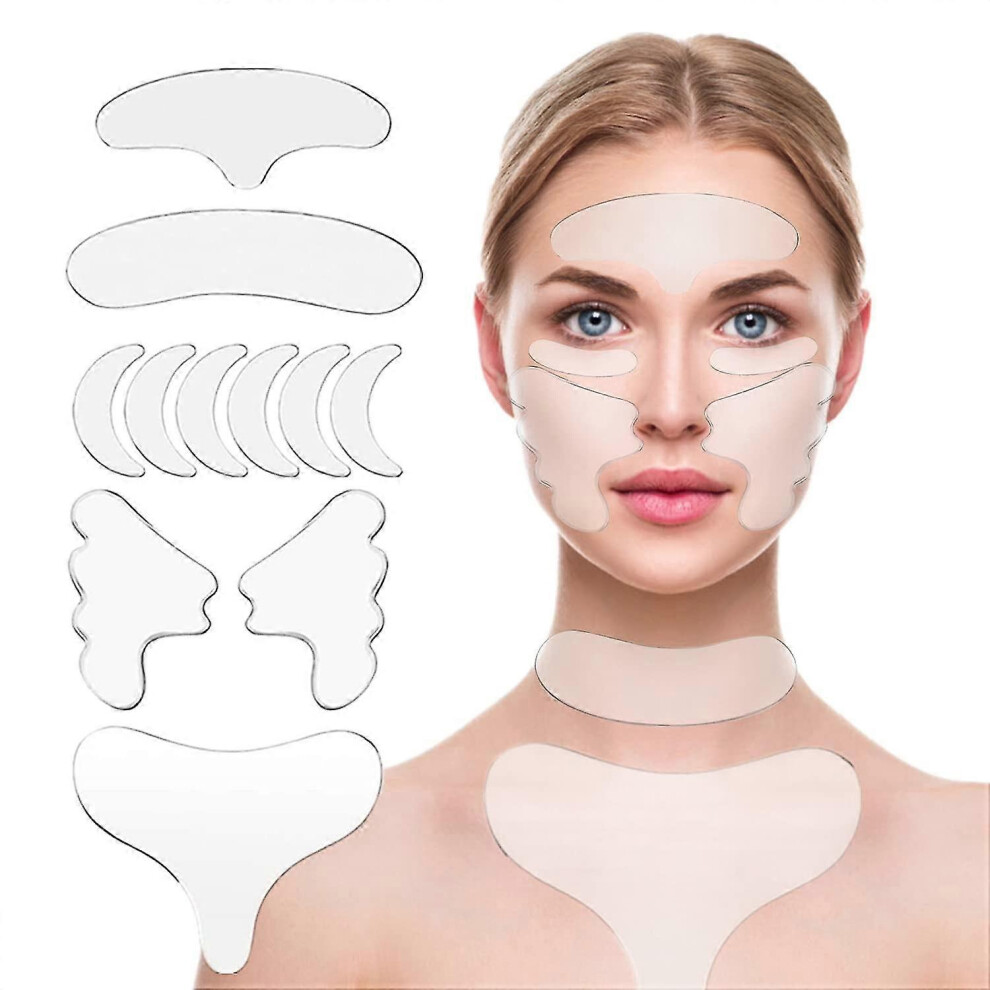 Patches for Reducing Wrinkles Set of 11 Pcs Facial Wrinkle Remover Strips, Anti Wrinkle Patches for Forehead Eye Neck Chest And SIlicone pad remove fa