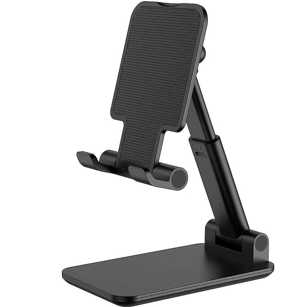 (Black) Adjustable Cell Phone Stand, Foldable Phone Holder Tablet Stand For Desk, Angle Height Adjustable Cell Phone Stand Compatible With Tablets Black