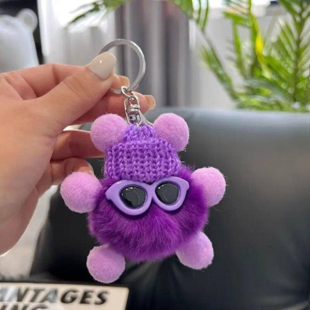 (Other, 6cm) Cute Elfin Key Chains Sunglasses Elf Rabbit Hair Pendants Key Ring Accessories Woman Fashion Bag Handbag Decoration